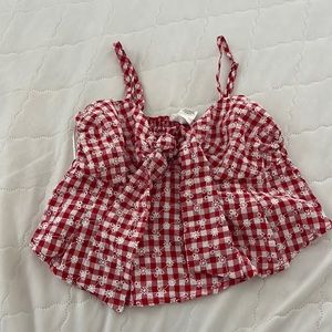 Gingham red top